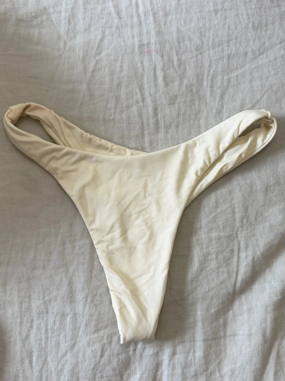Monday Swimwear Cream High-Cut Bikini Bottom- Thong